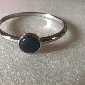 Silver Bangle with Blue Stone - Womens Jewelry